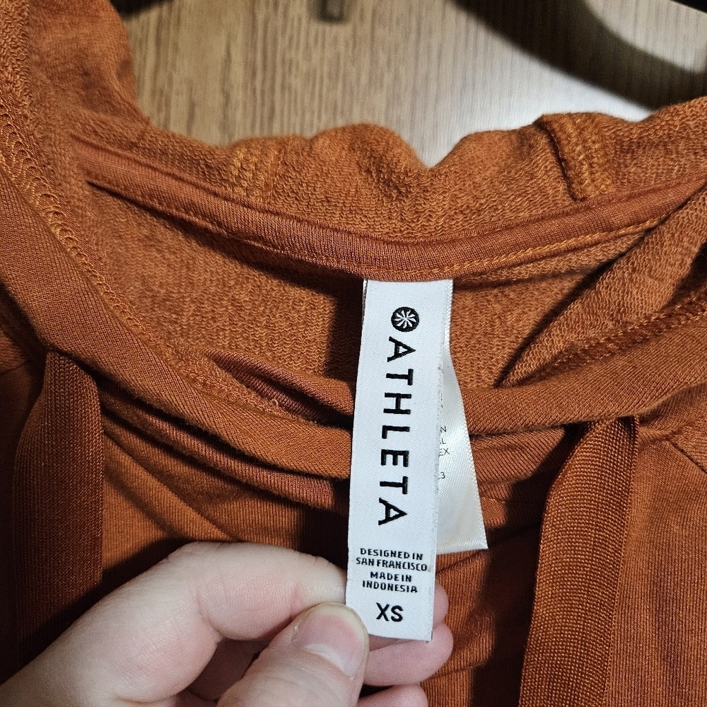 Athleta Women’s Boardwalk Hoodie Canyon Orange High Hip Sweatshirt! - Picture 2 of 6